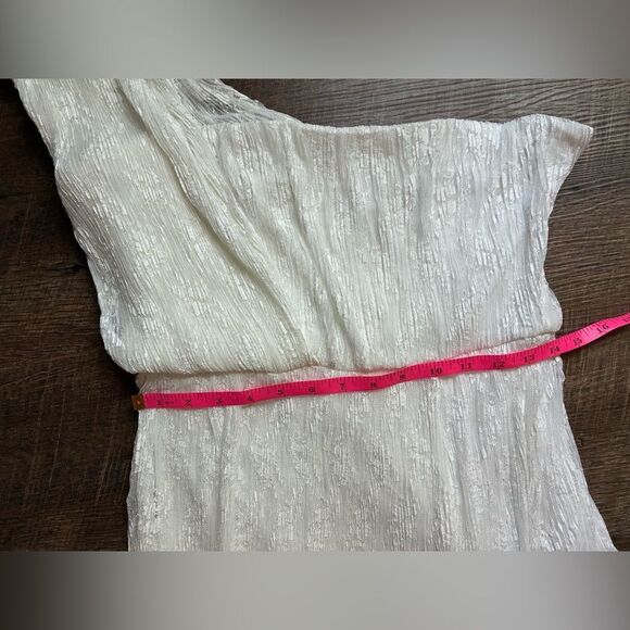 JEWEL Badgley Mischa dress One-Shoulder White lace Gown front slit Sz 10 NWT - Picture 10 of 16